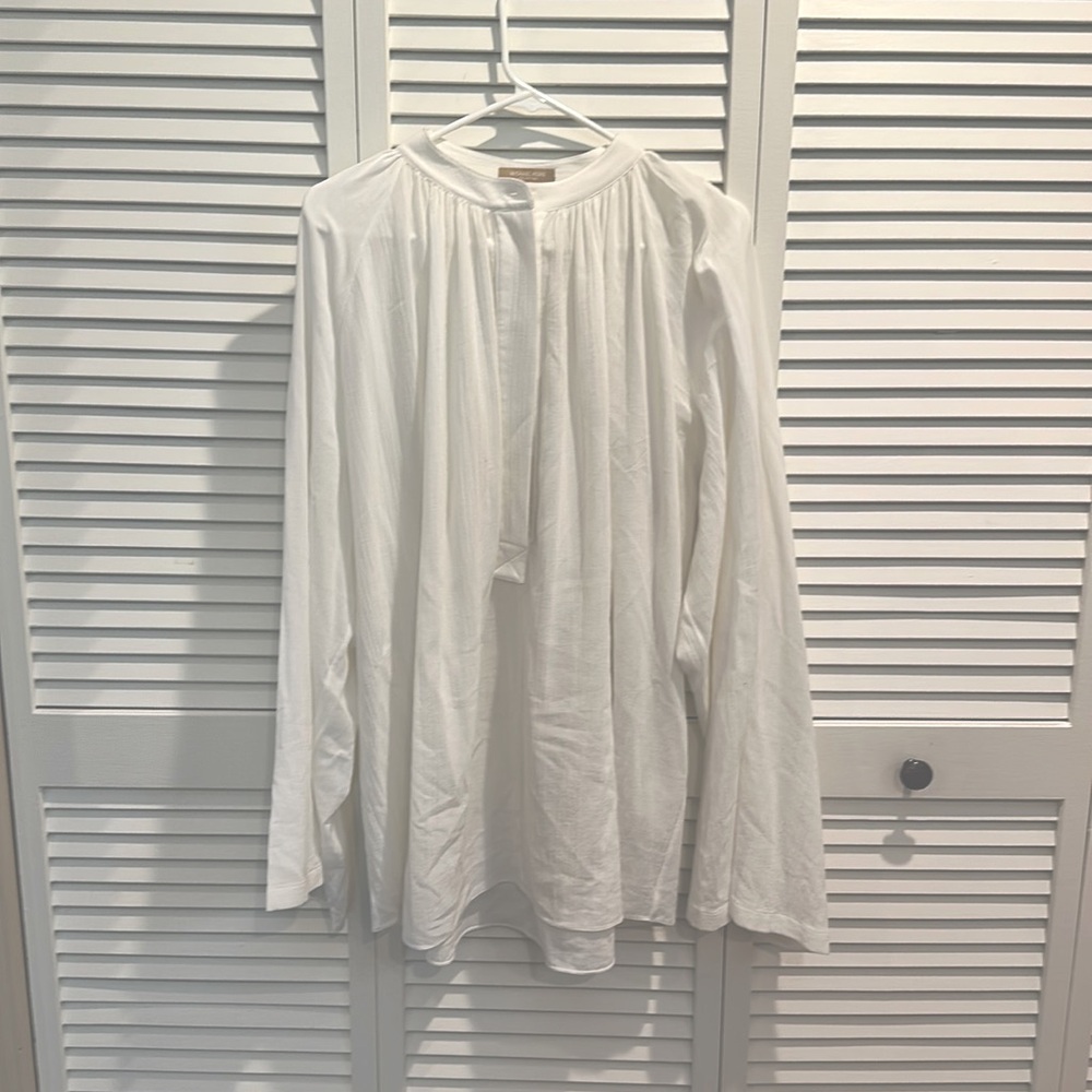 LUX Michael Kors Collection Sz L Made in Italy Cotton Long Sleeve Tunic